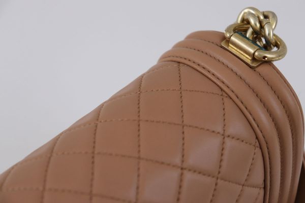 Chanel Camel Quilted Lambskin New Medium Boy Bag #9