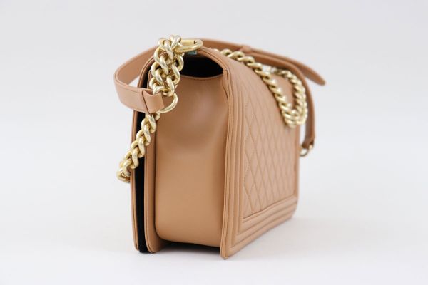 Chanel Camel Quilted Lambskin New Medium Boy Bag #3