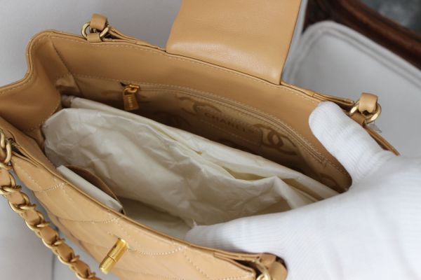 Chanel Camel Quilted Lambskin Shoulder Bag #9