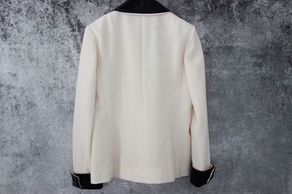 Chanel Ivory Jacket with Black Patent Leather Trim 40 #2