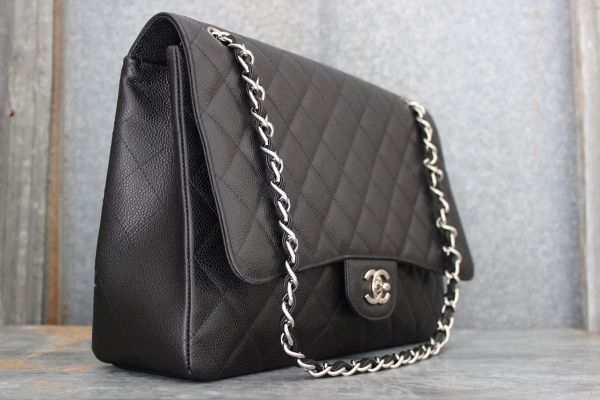 Chanel MAXI Black Caviar Single Flap Bag #2