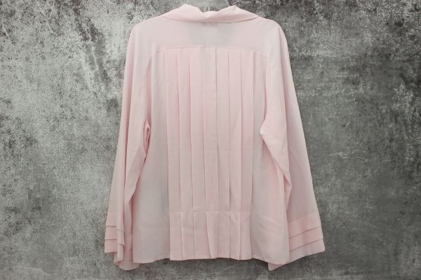 Chanel Pink Crepe De Chine Pleated Blouse 44 #2