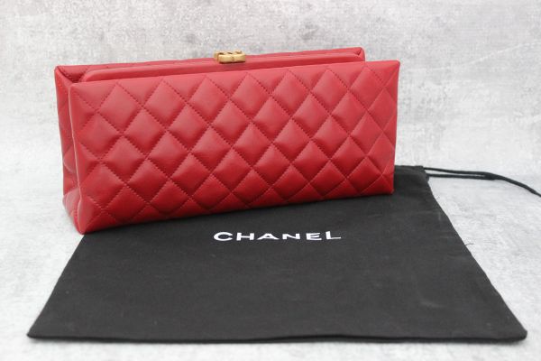 Chanel Red Quilted Lambskin Clutch #15