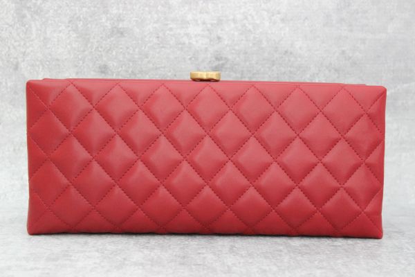 Chanel Red Quilted Lambskin Clutch #8