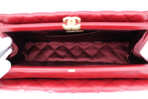 Chanel Red Quilted Lambskin Clutch #11