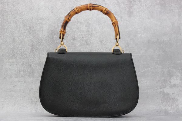 Gucci Black Leather Bamboo Handle Satchel #8