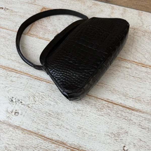 Manolo Blahnik Black Crocodile Top Handle bag at Jill's