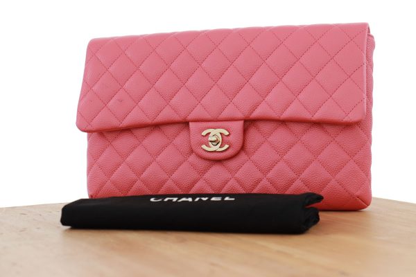 Chanel Pink Caviar Classic Clutch