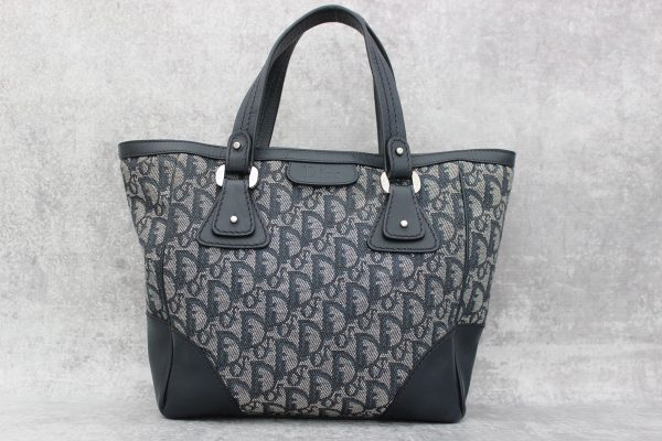 Dior Blue Monogram Canvas & Leather Small Tote