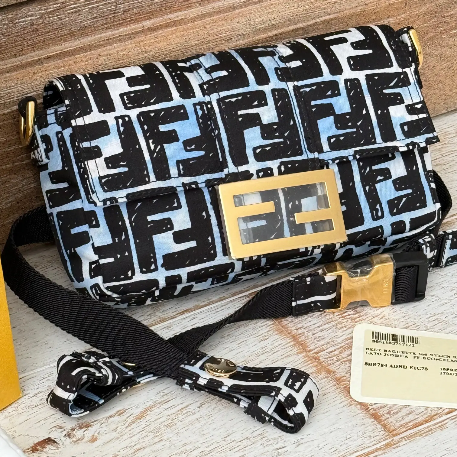 Joshua Vides ジョシュアヴィーダス　FENDI WTAPS FENDI X JOSHUA VIDES Nappa FF Embossed Belt Baguette Bag