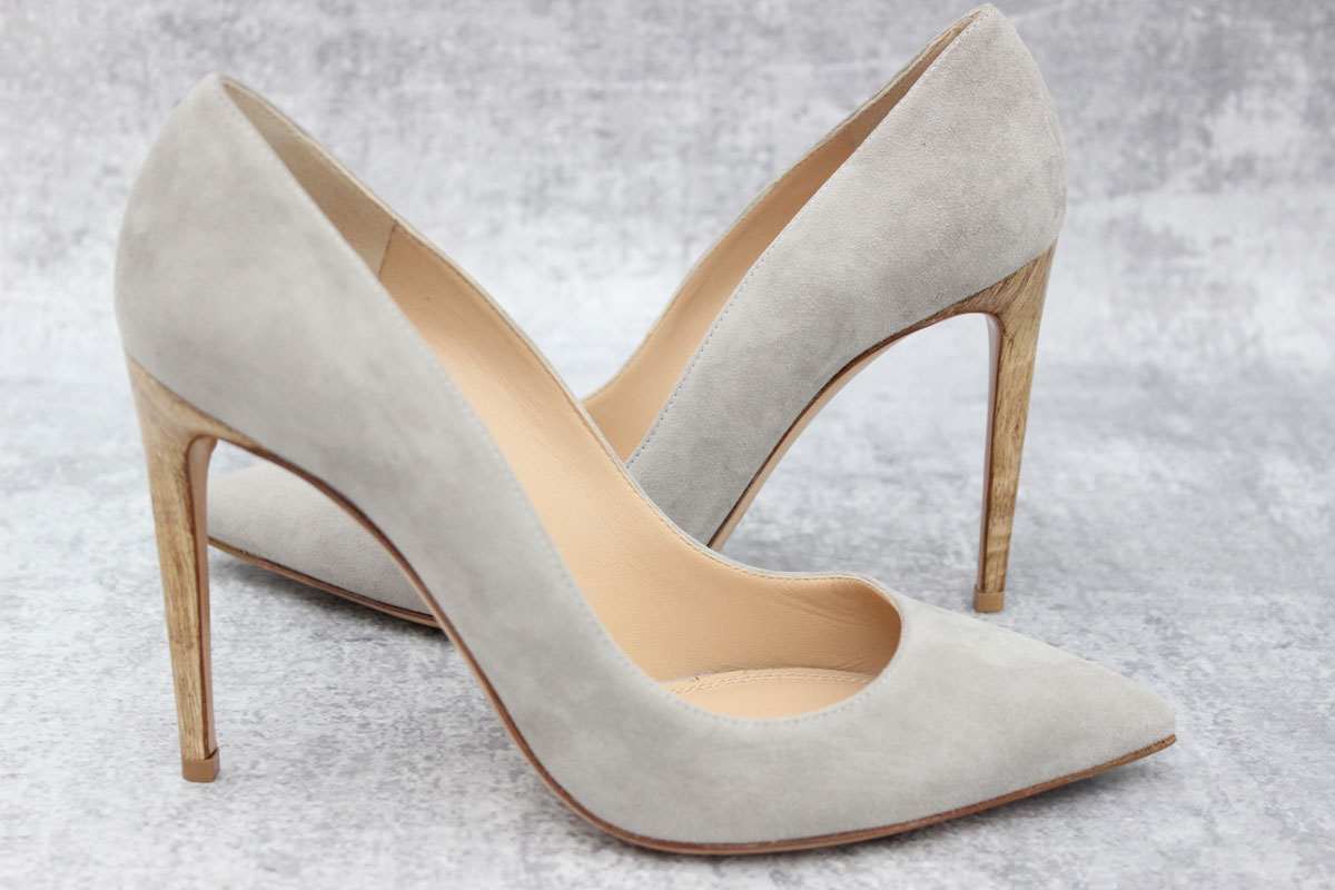 Ralph Lauren Purple Label Grey Suede Heels at Jill's Consignment