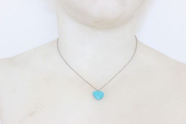 Tiffany Blue Turquoise Heart Pendant Necklace