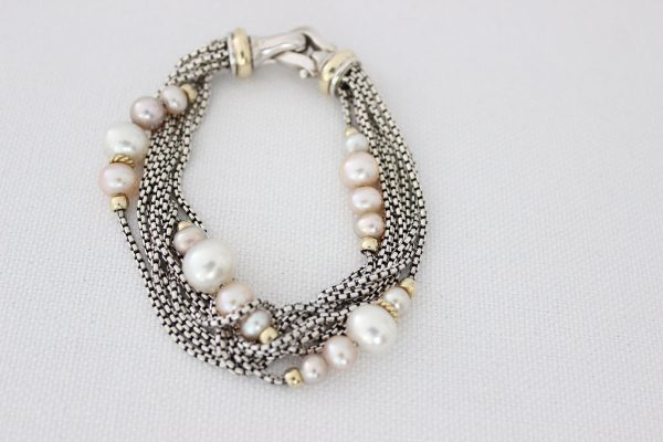 David Yurman 8 Strand Box Chain Pearl Bracelet